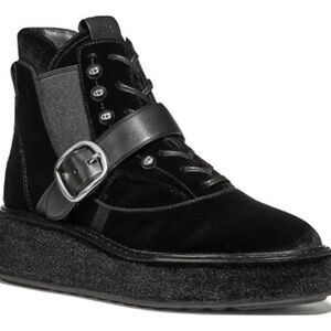 Coach x Tabitha Simmons black velvet boots